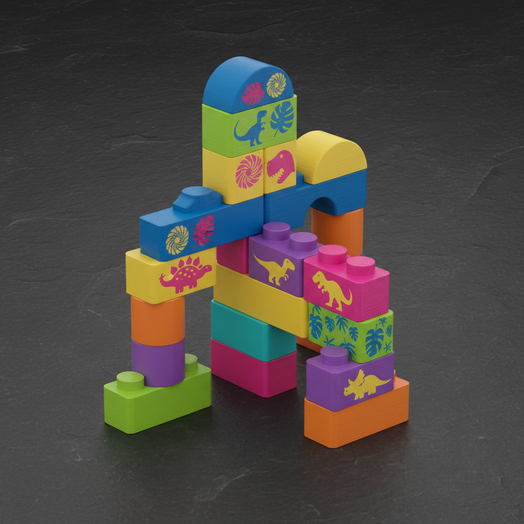 Dino-Themed 3D Printed Building Blocks