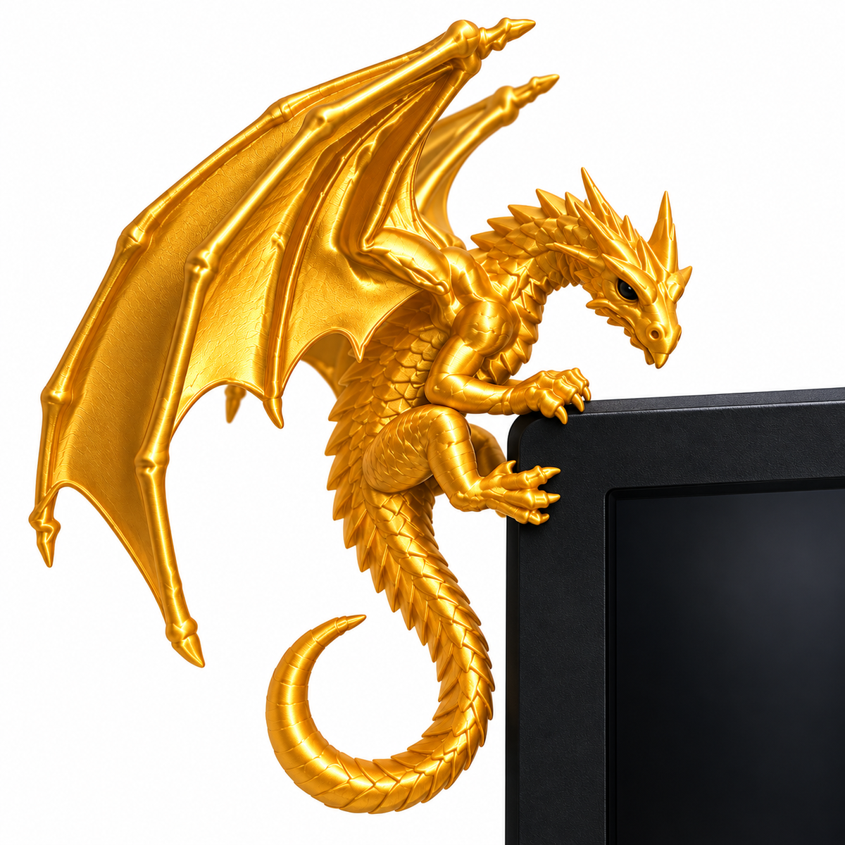 Golden Clinger Dragon – 3D Printed Monitor & Shelf Figure