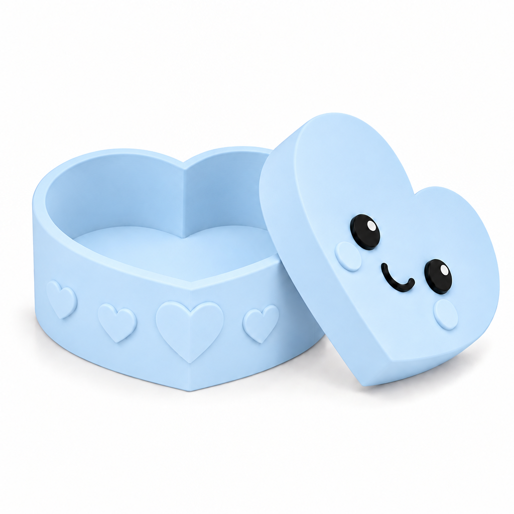 Baby-blue heart storage box with lid