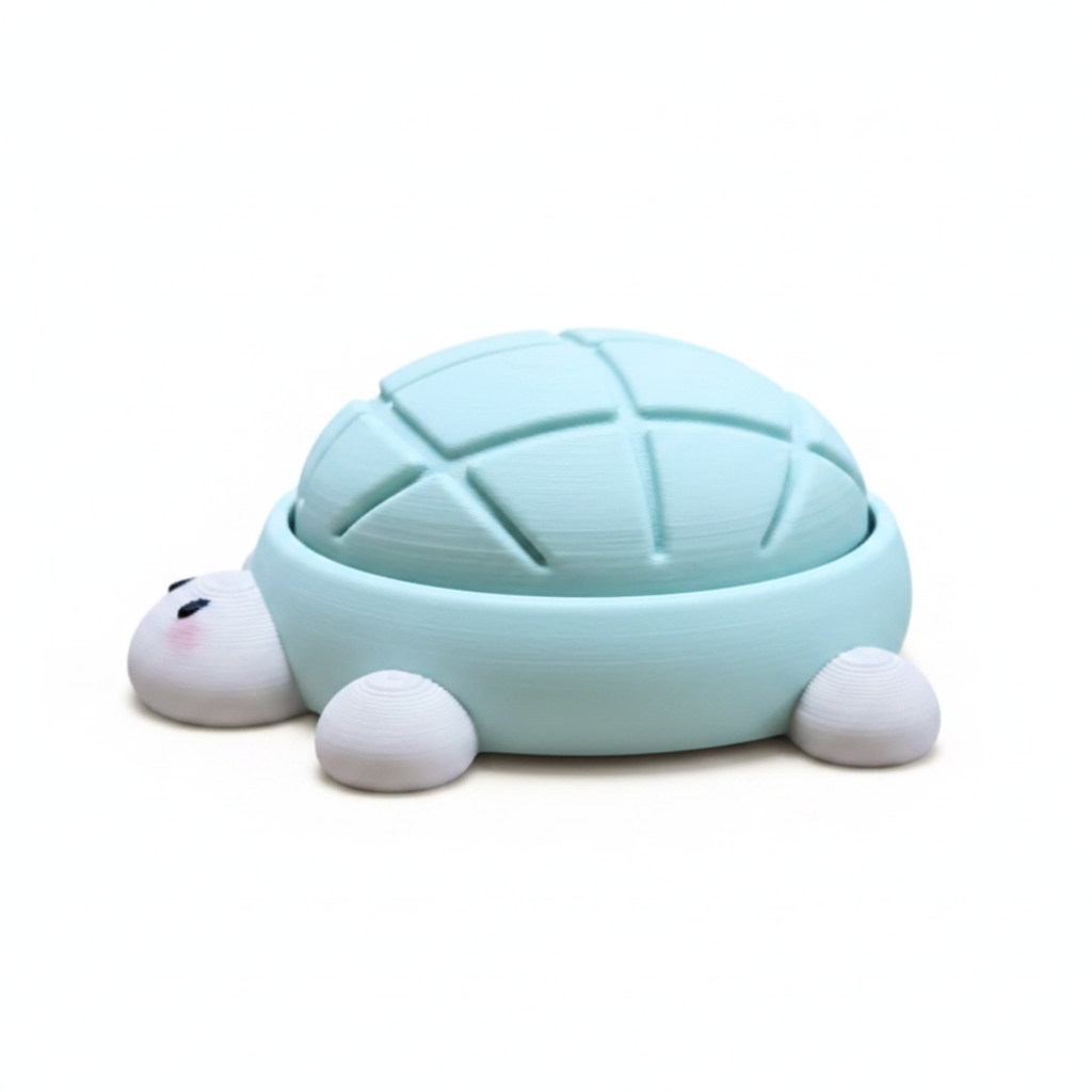 Tortoise Clicker fidget toy side view, white background
