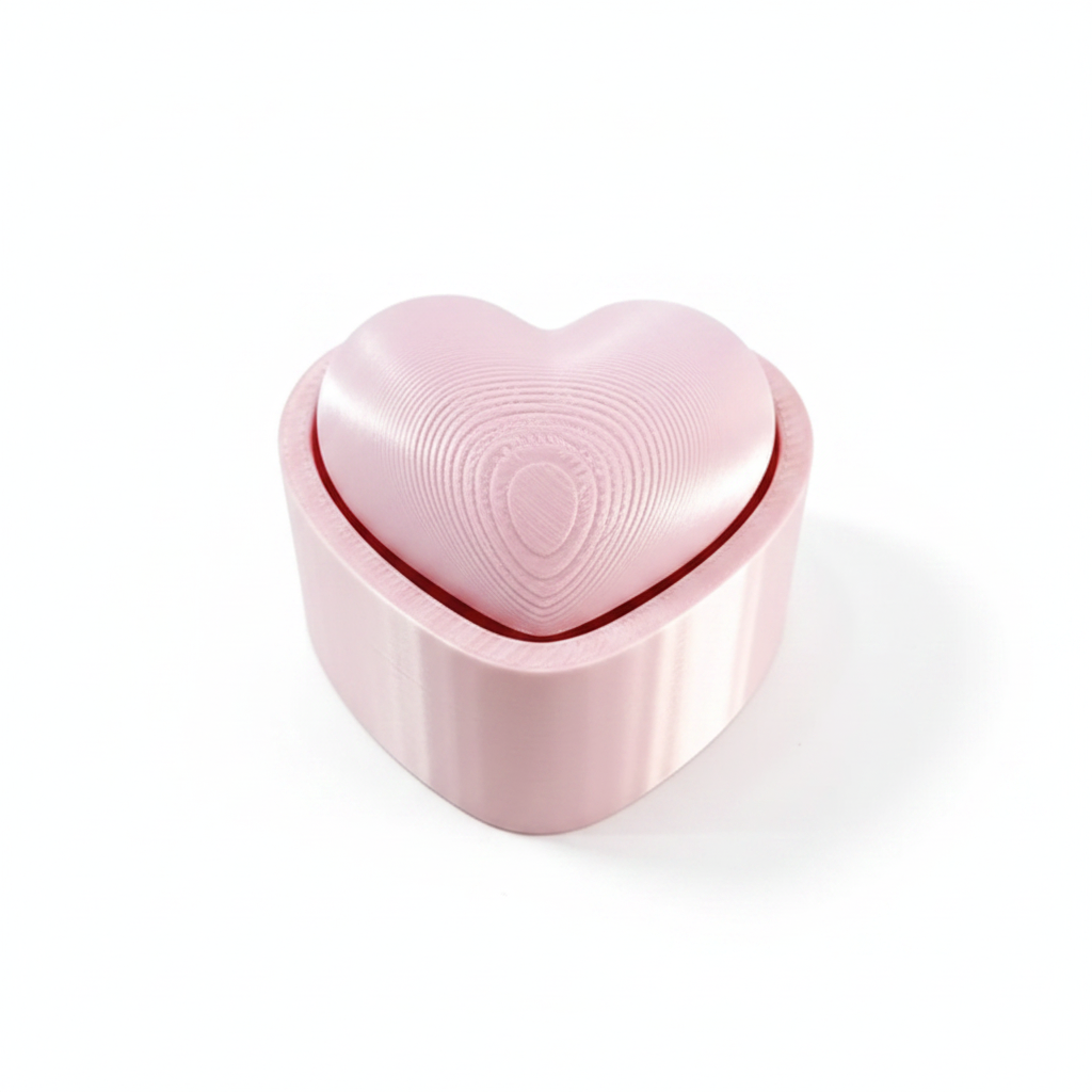 Single rose pink heart clicker fidget toy, white background