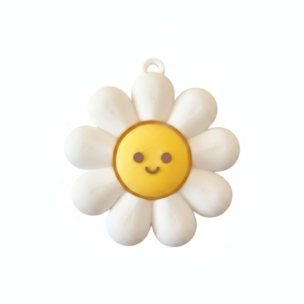 White Sunflower Clicker fidget toy, white background