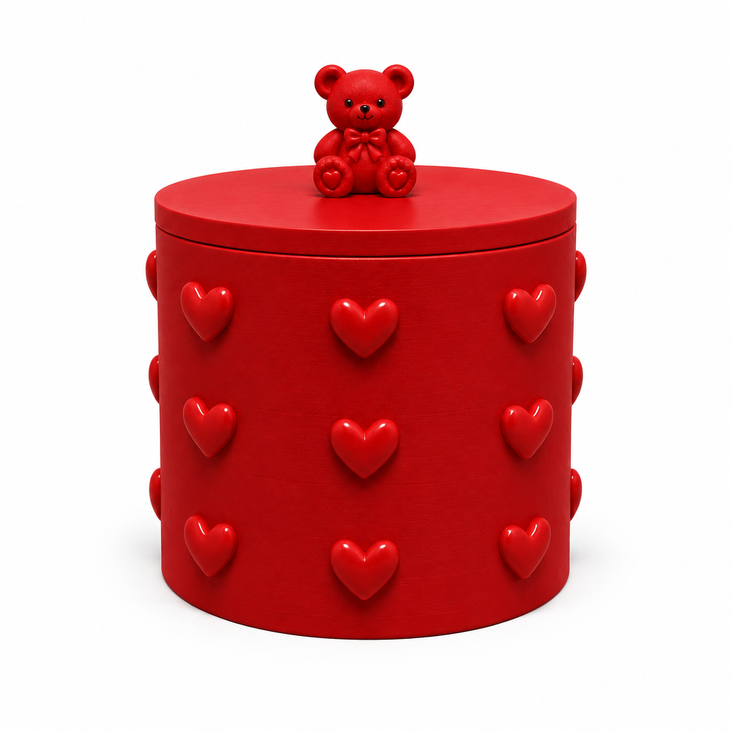 Red teddy bear heart storage box