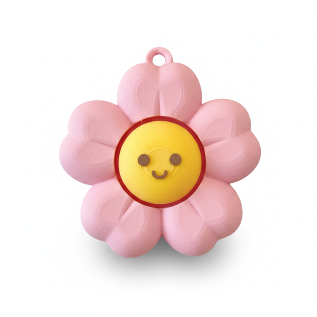 Pink Sunflower Clicker fidget toy, white background