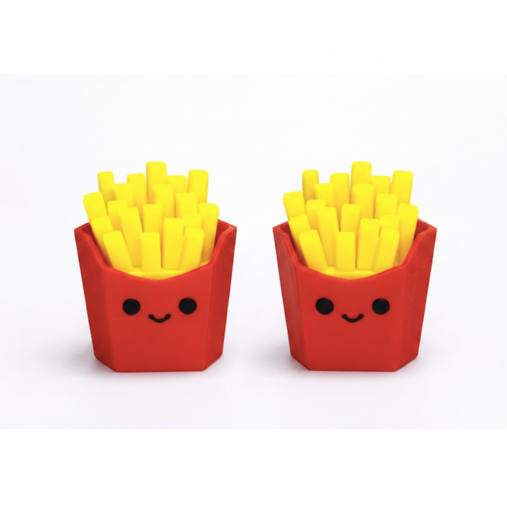 French Fries Clicker fidget toy pair, white background, 1:1
