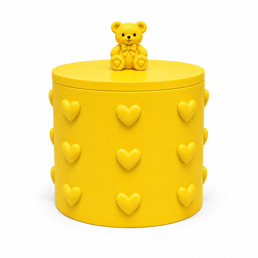 Yellow teddy bear heart storage box