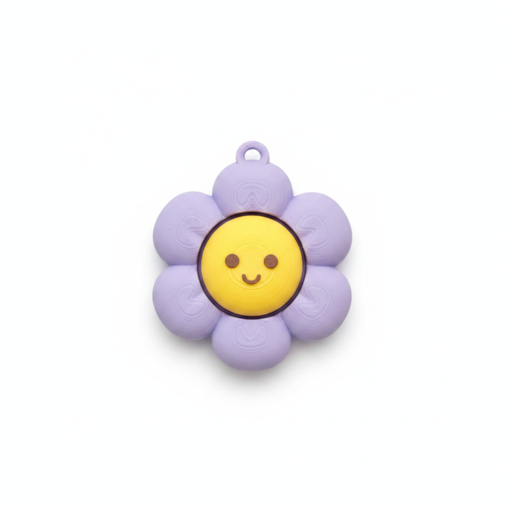 Purple Sunflower Clicker fidget toy, white background