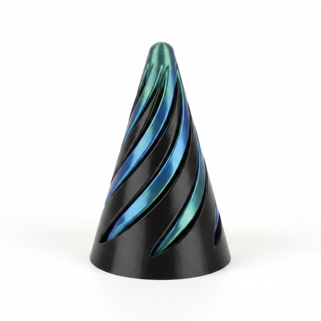 Spiral Cone Fidget - side view, white background