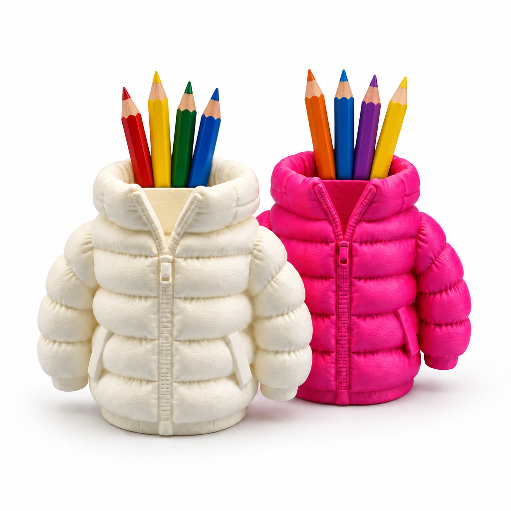 Jacket pen holders filled with coloured pencils