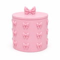 Light pink bow container on a white background