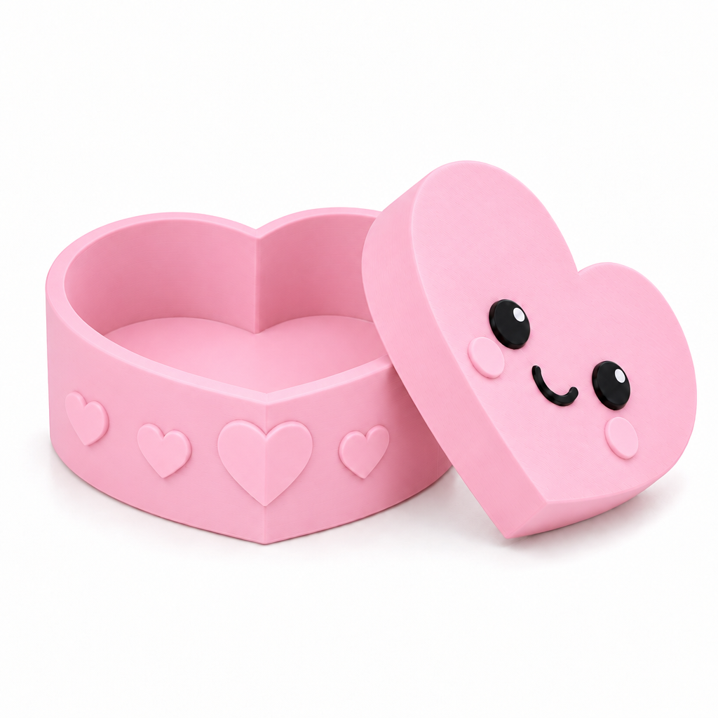 Light-pink heart storage box with lid