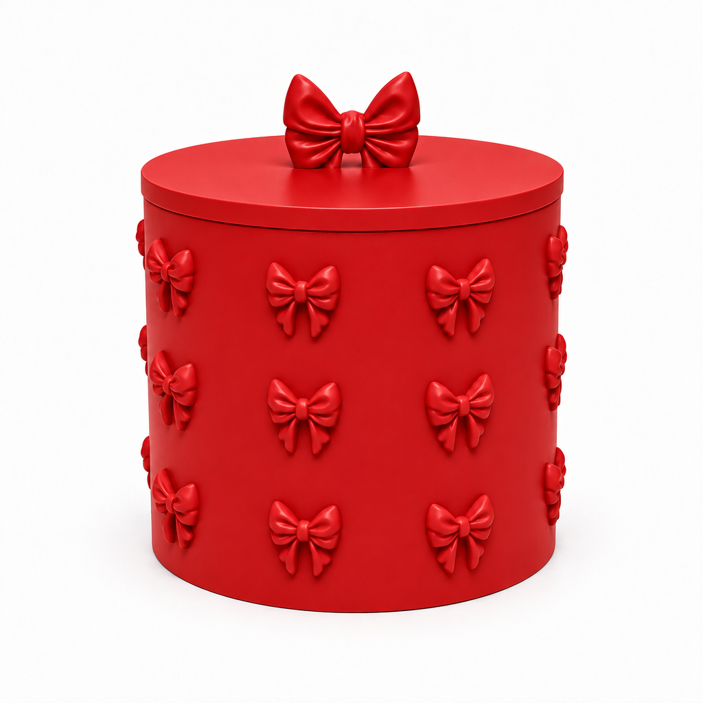 Red bow container on a white background