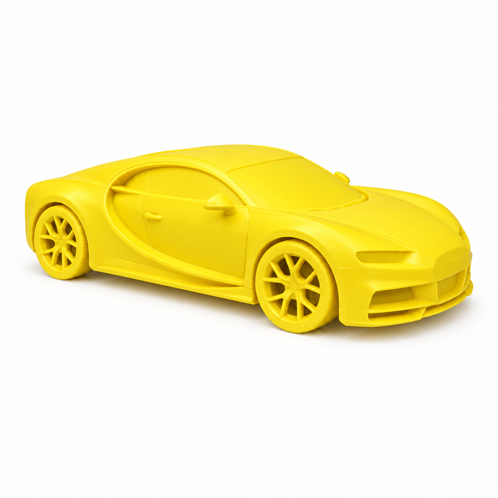 Smooth yellow supercar on white background