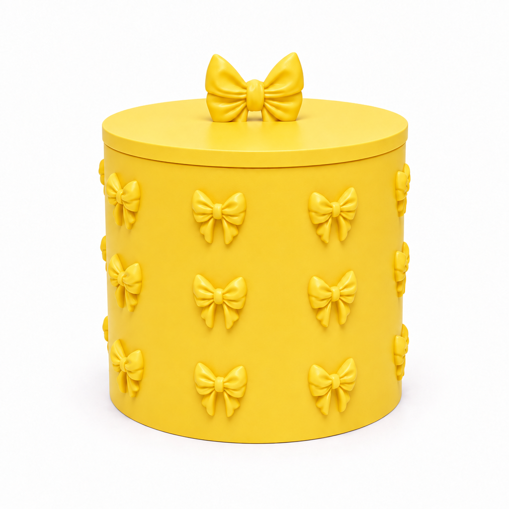 Yellow bow container on a white background