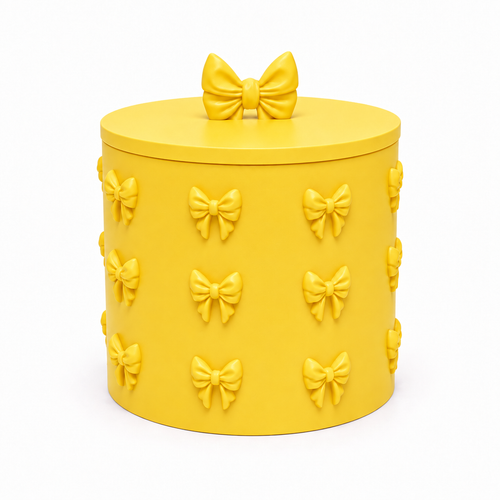 Yellow bow container on a white background