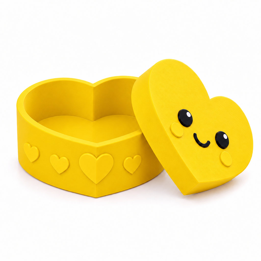 Yellow heart storage box with lid
